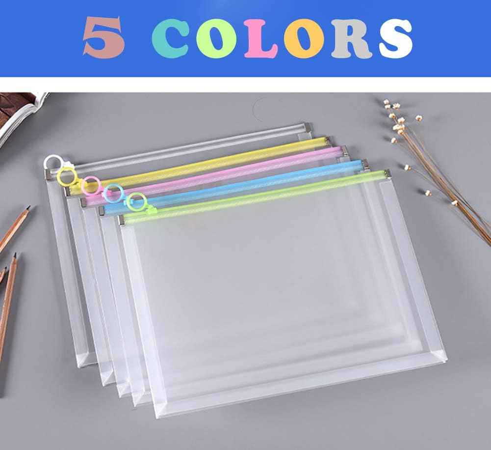 5Packs Clear Plastic Zip Envelopes 9 3/4 x 13 Letter File Document Paper Folder Case