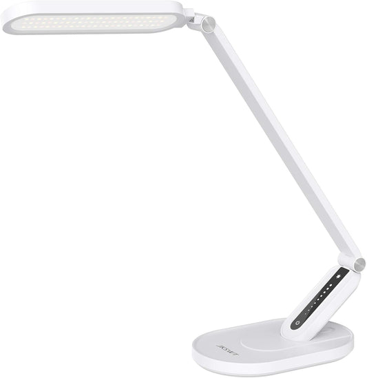 JKSWT Desk Lamp, for Eye Care, Dimmable Table Lamp with 5 Colour Modes, 72 LEDs with USB Charging Port, Touch Control and Memory Function, Office Lamp - Lumora Desk