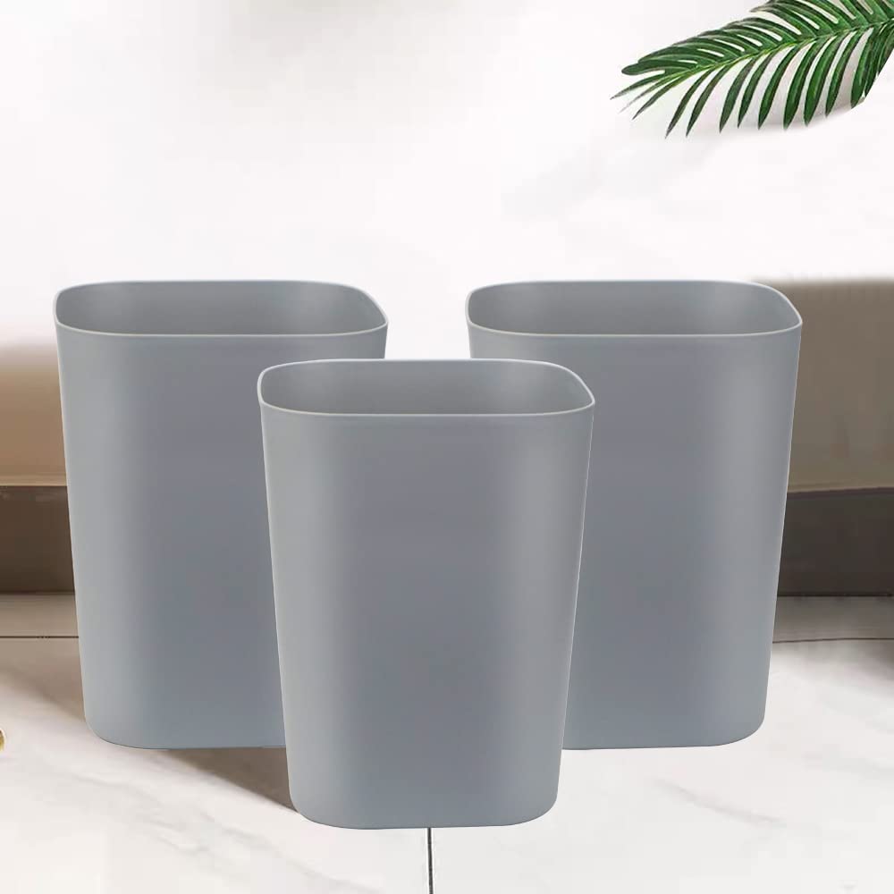 Besli 2 Gallon Small Trash Can Garbage Can Wastebasket for Bathroom Bedroom Kitchen Office,Pack of 3 (Gray)