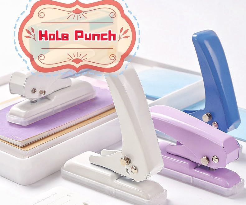 Single Hole Punch, 40 Sheets Punch Capacity Hole Puncher Heavy Duty Hole Puncher Single Small Hole Punch One Hole Puncher for Crafts Paper Cards Tags Scrapbook-1/4 inch Hole, Blue