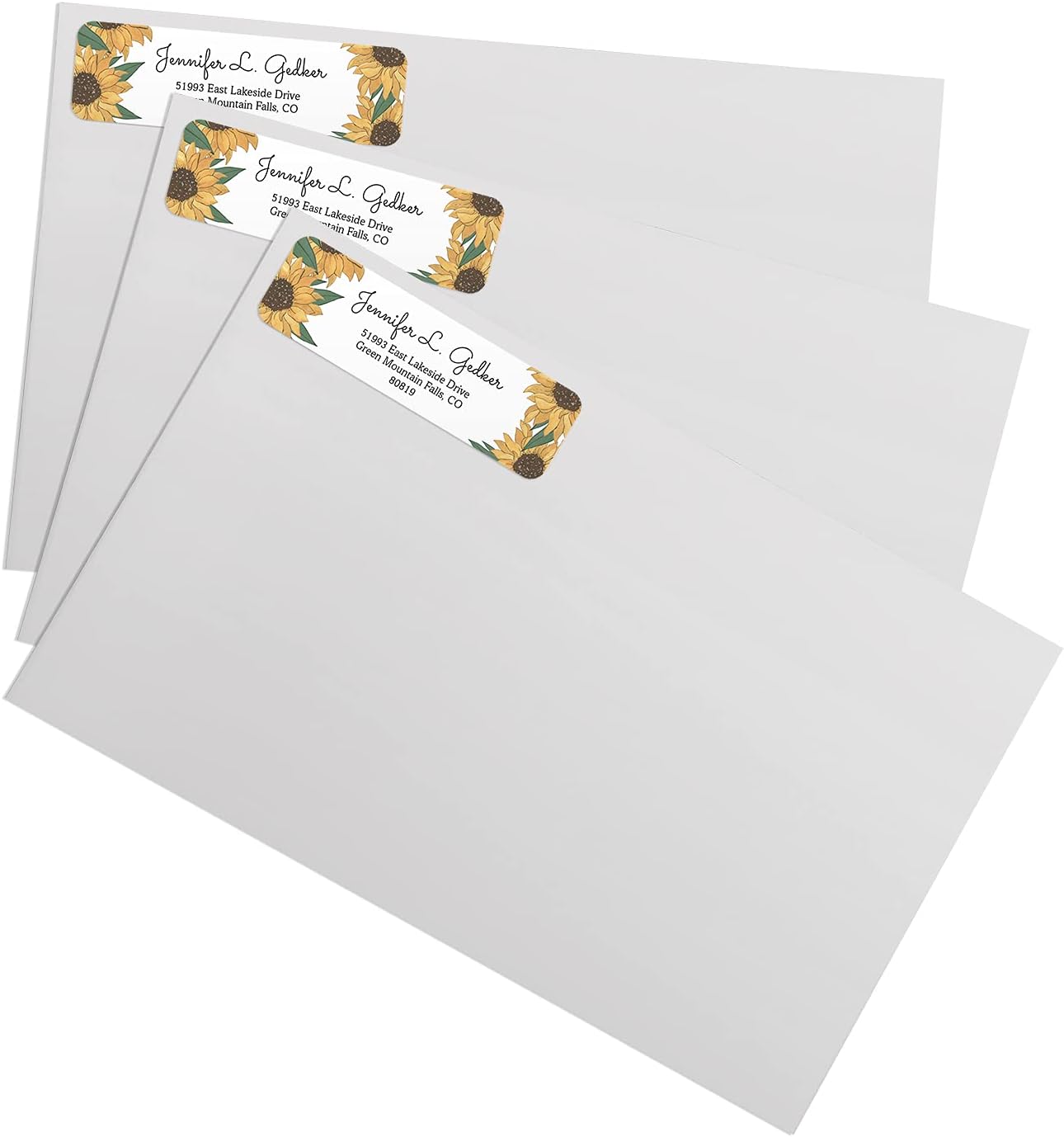 Illustrated Sunflower Rolled Address Labels/Roll of 250 Floral Garden Personalized Address Labels/Designer Return Address Stickers in Elegant Plastic Dispenser - Lumora Desk