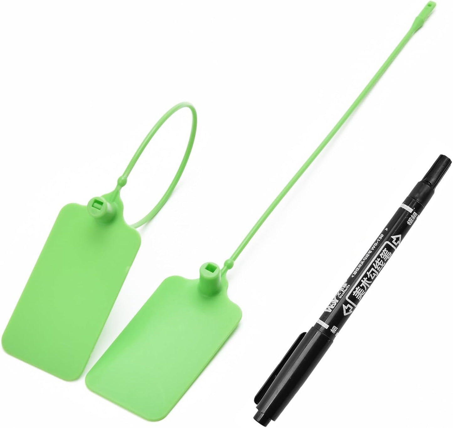 30 Writable Marking Plastic Tags Labels with Marker Pen, 1.18" x 2.16" Blank Waterproof Hanging Tag, Multi Purpose Name ID Tag for Keys, Backpack, Luggage, Logistic, Retail Inventory (Green, 30pcs)