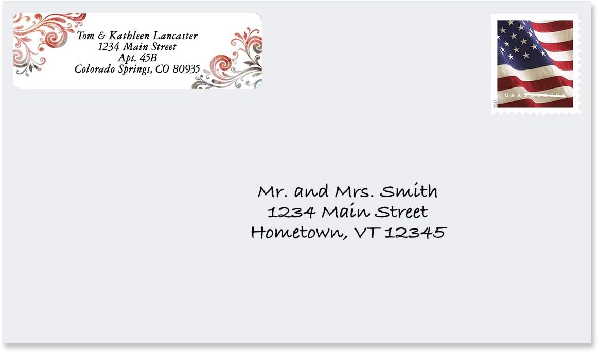 Colorful Images Colorful Gray Swirls Rolled Personalized Return Address Mailing Labels with Dispenser, Customize with Name & Shipping Address, 500 ¾” x 2½” Self Adhesive, Easy Peel Label Roll - Lumora Desk