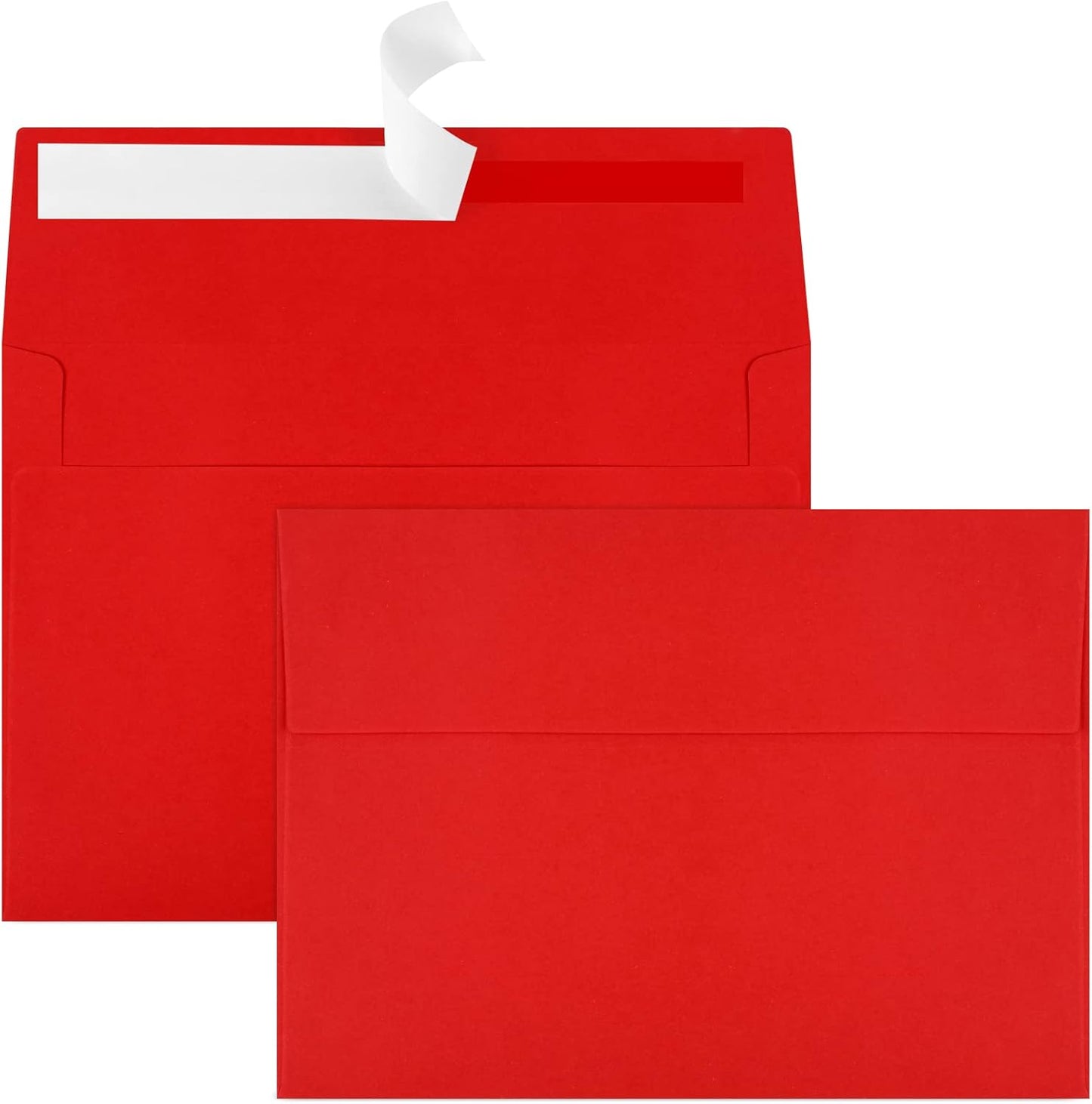 50 Pack 5x7 Envelopes - Self Seal for Weddings, Invitations, Photos, Greeting Cards & Mailing (Red) - Lumora Desk