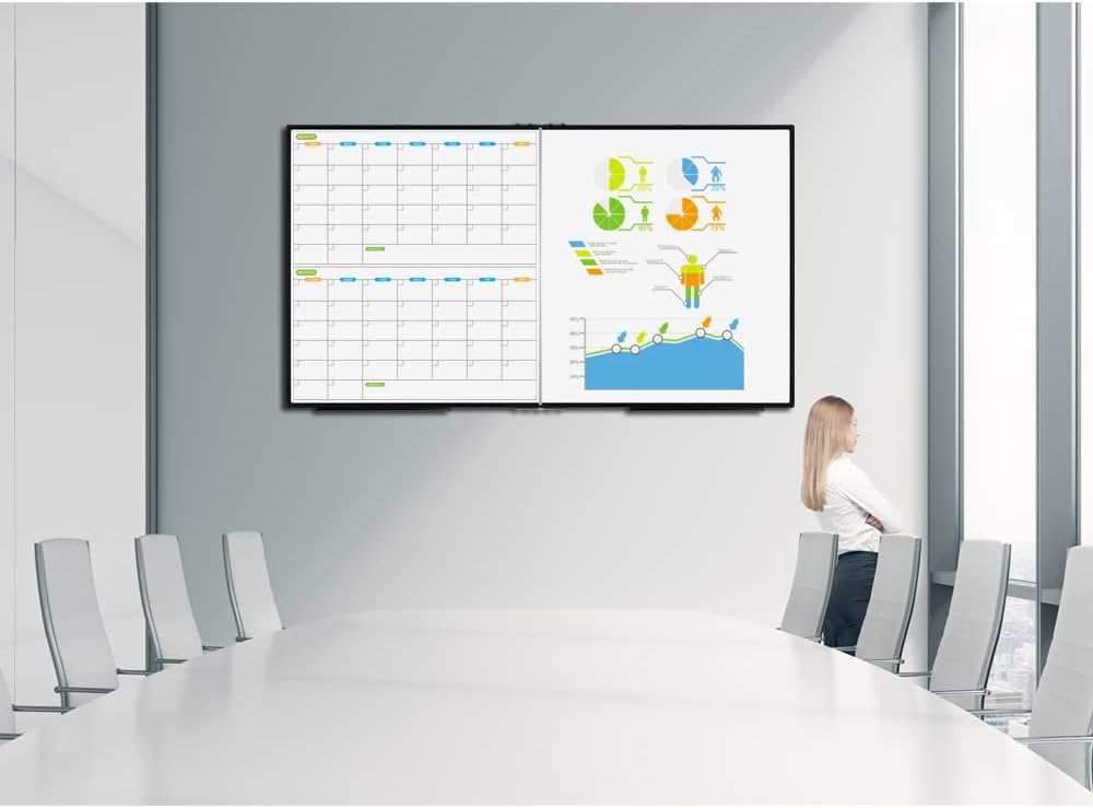 JILoffice Magnetic Foldable Dry Erase Calendar Whiteboard Combo, 2 Month Calendar Board & White Board 72 X 40 Inch, Black Aluminum Frame Wall Mounted Board for Office Home and School - Lumora Desk