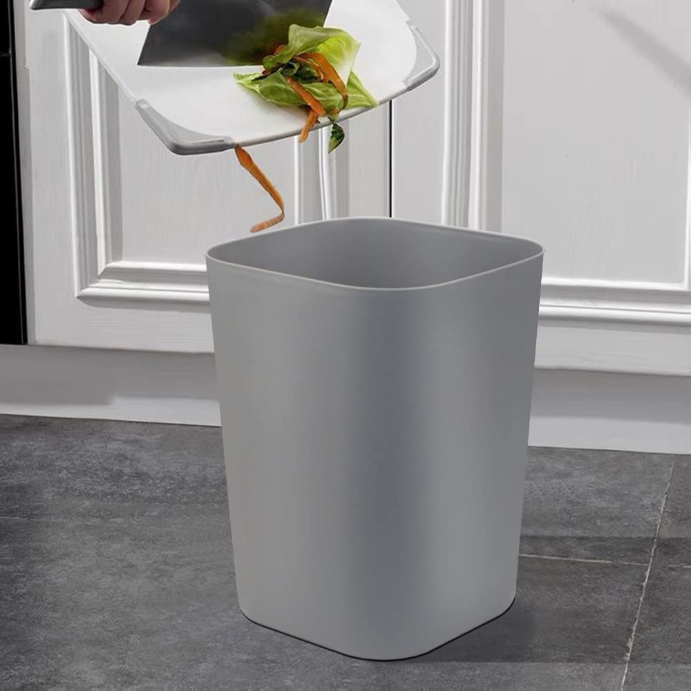 Besli 2 Gallon Small Trash Can Garbage Can Wastebasket for Bathroom Bedroom Kitchen Office,Pack of 3 (Gray)
