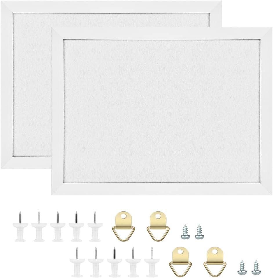 TORASO Cork Board Bulletin Board, Cork Boards for Walls with Pins, Eye Bolts, gaskets, Screws, Pin Board for Office, School and Home (White, 11“x14.5” - 2p) - Lumora Desk