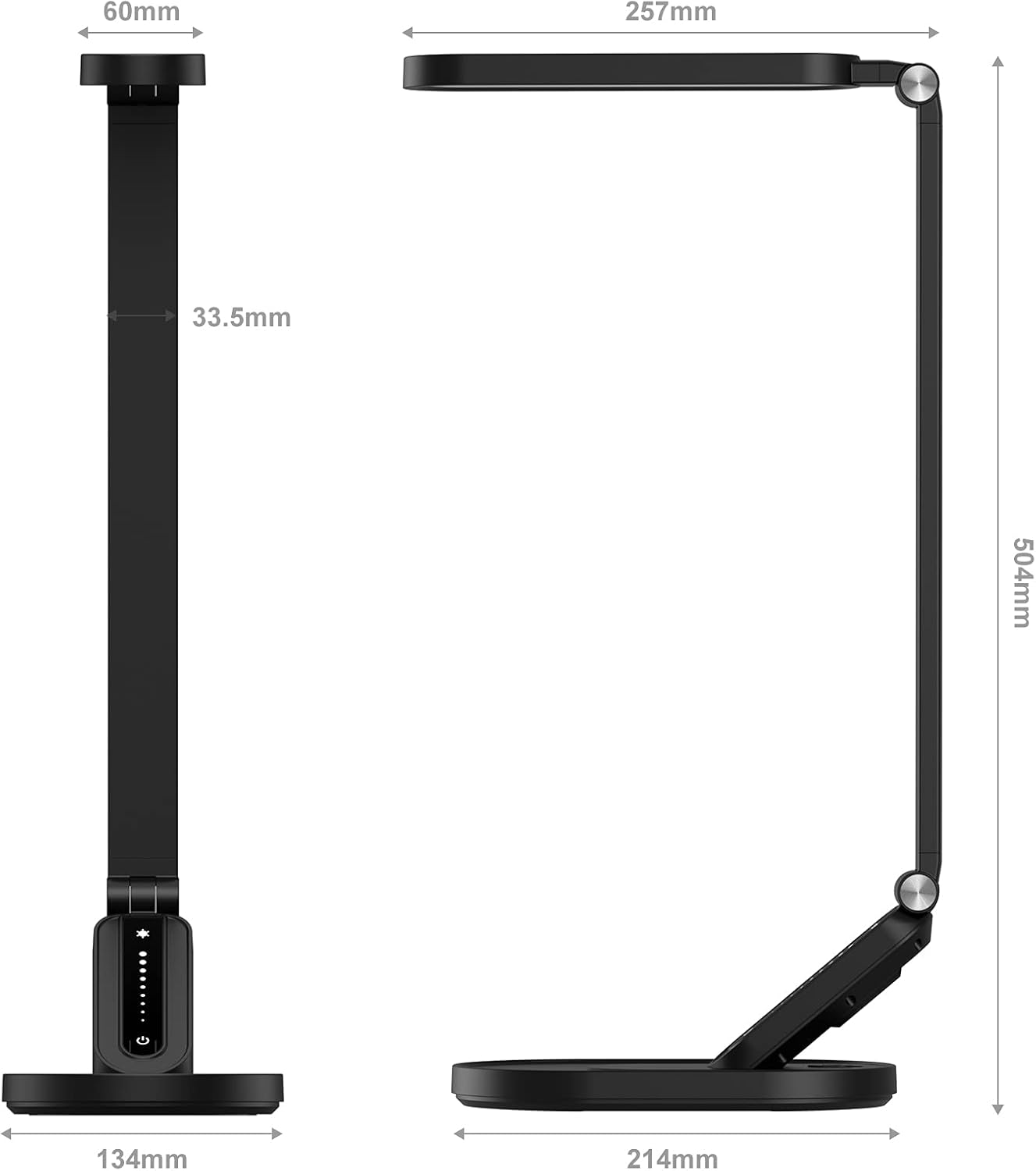 JKSWT LED Desk Lamp, Eye-Caring Table Lamps Natural Light Protects Eyes Dimmable Office Lamp with 5 Color Modes USB Charging Port Touch Control and Memory Function, 10W Reading Lamp,Black - Lumora Desk