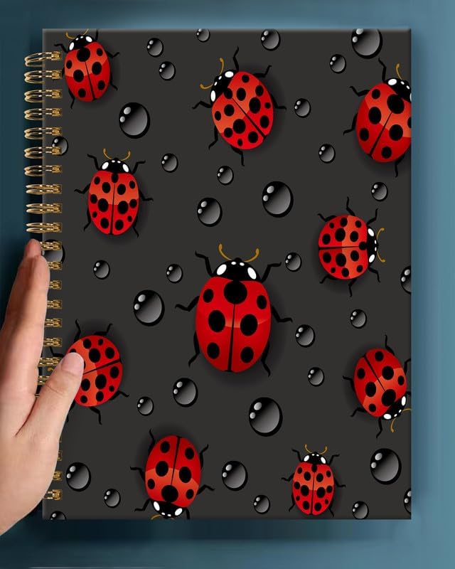 Spiral Journal Notebook,A5 Hardcover Lined Journals for Women Girl 6 x 8.3 in,120 Pages Thick Paper,Cute College Ruled Writing Notebook for Gifts Office Work School(Beautiful Red Ladybug)