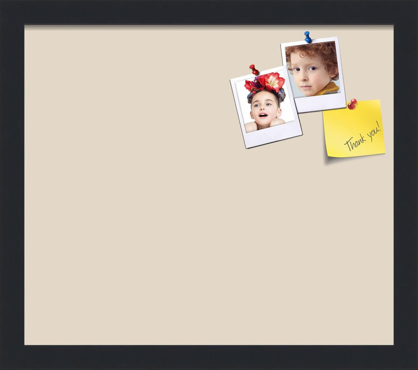 PinPix 15x13 Inch Cork Bulletin Board. This Decorative Framed Pin Board Comes with Desert Pastel Design and a Satin Black Frame. Ideal for Home Office Decor or Message Board (PinPix-1815)