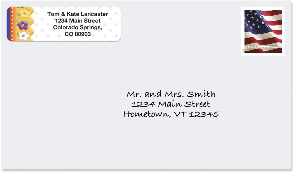 Colorful Images Frosting Flowers Rolled Personalized Return Address Mailing Labels with Dispenser, Customize with Name & Shipping Address, 250 ¾” x 2½” Self Adhesive, Easy Peel Label Roll - Lumora Desk