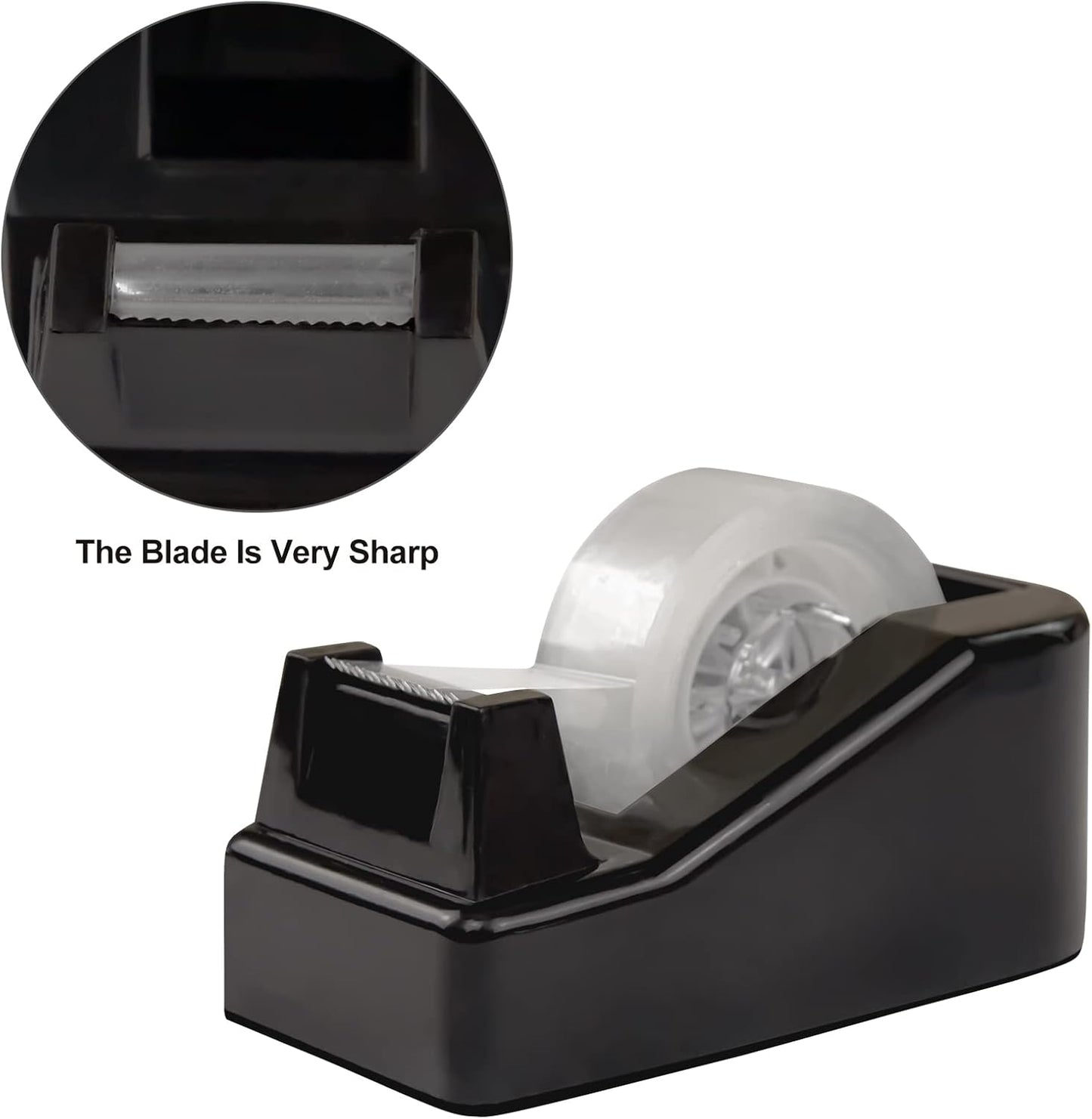 1Pcs Desktop Tape Dispenser Adhesive Roll Holder with Weighted Nonskid Base, Black (Tape not Included)