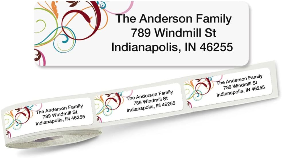 Colorful Images Fantasia Rolled Personalized Return Address Mailing Labels with Dispenser, Customize with Name & Shipping Address, 250 ¾” x 2½” Self Adhesive, Easy Peel Label Roll - Lumora Desk