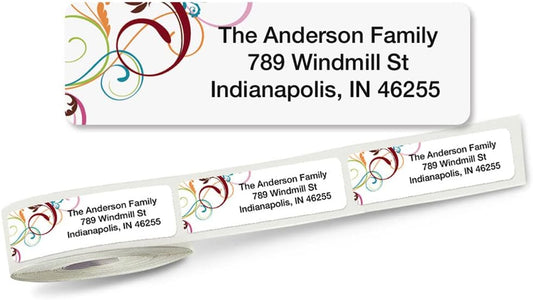 Colorful Images Fantasia Rolled Personalized Return Address Mailing Labels with Dispenser, Customize with Name & Shipping Address, 250 ¾” x 2½” Self Adhesive, Easy Peel Label Roll - Lumora Desk