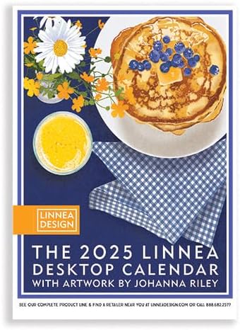 Linnea Design 2025 Desktop Calendar 5 x 7" Artwork by Johanna Riley
