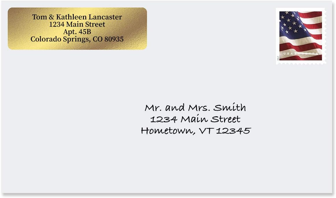 Personalized Return Address Labels, Roll of 500 Gold Foil Self-Adhesive Labels Without Dispenser, Customize with Name & Shipping Address, Colorful Images - Lumora Desk