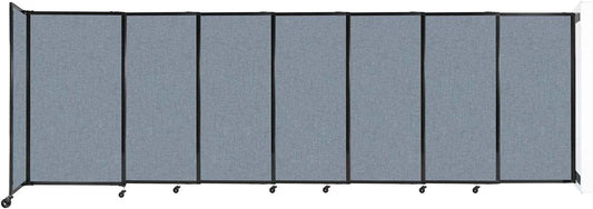 Wall-Mounted Sliding StraightWall Room Divider | Adjustable Widths | Locking Wheels | Room Separator | Up to 15'6" Wide x 5' Tall Powder Blue Fabric Panels - Lumora Desk
