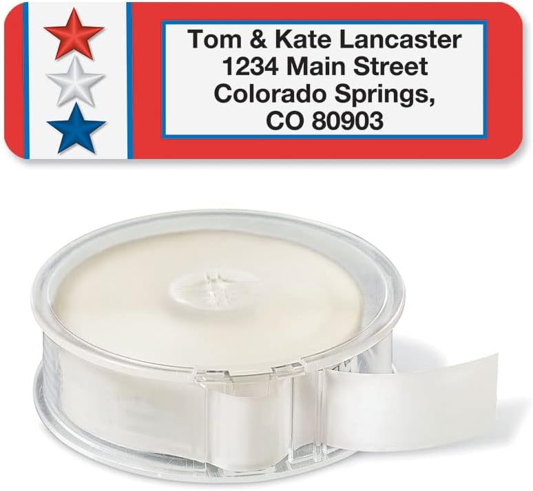 Colorful Images Star Spangled Patriotic Rolled Personalized Return Address Mailing Labels with Dispenser, Customize with Name & Shipping Address, 500 ¾” x 2½” Self Adhesive, Easy Peel Label Roll - Lumora Desk