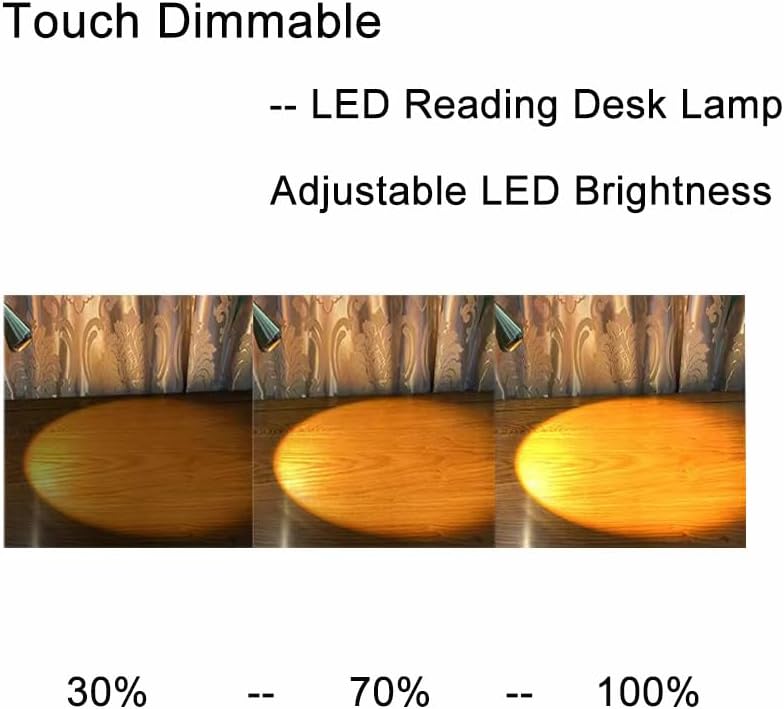 HomeFocus Desk Lamp,Bedside Table Lamp,Dimmable Task Light,Flexible Gooseneck Lamp,3-Touch Brightness & Eye-Caring Reading Light,LED Desk Lamp for Home,College Dorm,Reading,Metal,(Gold). - Lumora Desk