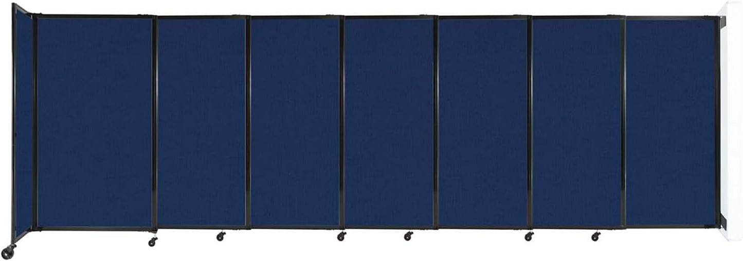 Wall-Mounted Sliding StraightWall Room Divider | Adjustable Widths | Locking Wheels | Room Separator | Up to 15'6" Wide x 5' Tall Navy Blue Fabric Panels - Lumora Desk