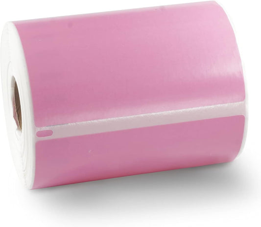 BETCKEY Colored Labels Compatible with Dymo 1744907 (4" x 6") Extra Large Shipping Labels, Compatible for Dymo LabelWriter Thermal 4XL & Zebra Desktop Printers [1 Roll, Pink]