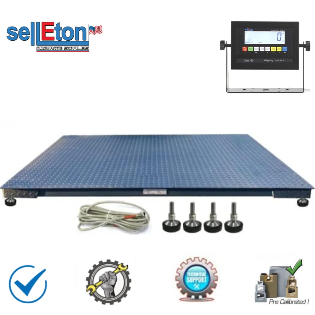 SellEton SL-6x6-10K Heavy-Duty, Industrial Floor Scale, Metal Indicator with Platform Scale (72" x 72", 10,000 lbs x 1 lb)