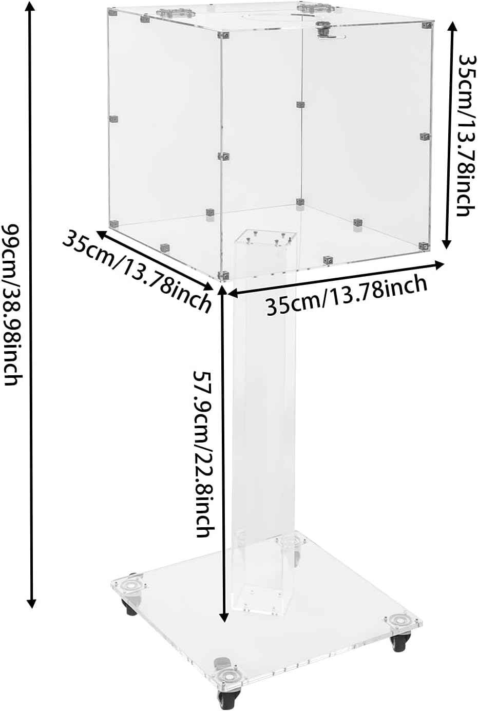 Acrylic Suggestion Box with Lock and Key for Office, Home, Event Donation with Stand for Charity Church Collection Offering/Raffle Ballot Box with Sign Holder Display Stand