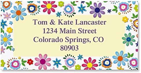 Colorful Images Cheerful Florals Return Address Mailing Labels, Personalize with Name & Address, Set of 144 Self Adhesive, Easy Peel Flat Label Sheets, Large, 1 Design - Lumora Desk