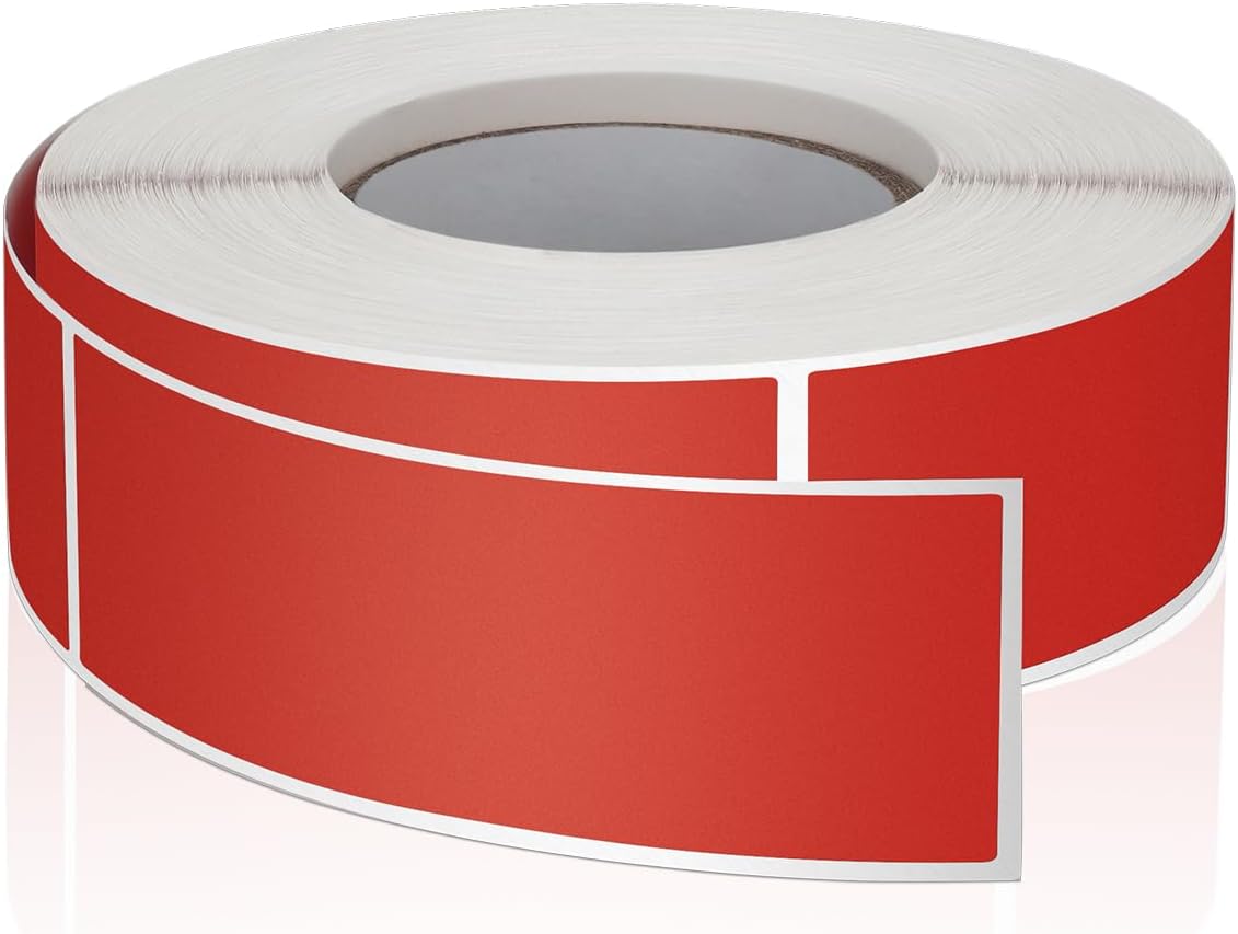 Red Rectangle Stickers 3 x 1 Inch Color Coding Labels Vinyl Roll Self-Adhesive Waterproof Removable 500 PCS