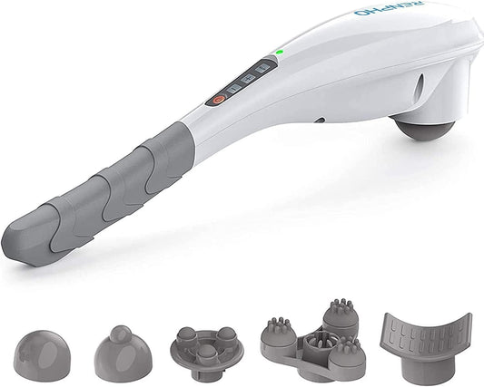 RENPHO Rechargeable Handheld Back Massager with 5 Adjustable Speeds & Modes, Fathers Day Dad Gifts, Cordless Electric Neck Massage Tool for Muscle Relief, Tailored Intensity for Shoulder, Leg, Calf