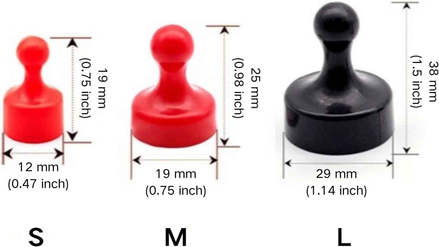 6PCS Powerful Neodymium Magnets, Pawn-Shaped - Strong Fridge/Refrigerator and Whiteboard Magnet, Ideal for Office, Kitchen, Crafts - Rare Earth, Heavy Duty (Black)