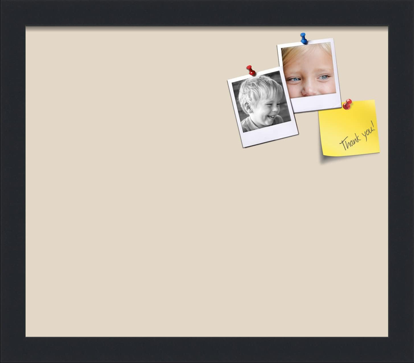 PinPix 14x12 Inch Cork Bulletin Board. This Decorative Framed Pin Board Comes with Desert Pastel Design and a Satin Black Frame. Ideal for Home Office Decor or Message Board (PinPix-1815)
