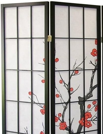 NicBex Room Divider 4 Panel Room Dividers with Oriental Style Partition Room Dividers and Folding Privacy Screens Wall Divider for Home, Office, Room Separation,71" W x 2" D x 71" H, Black - Lumora Desk