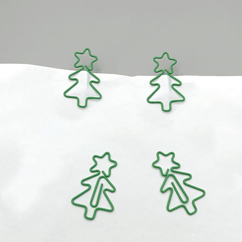 30 Pcs Christmas Tree Shaped Paper Clips Bookmark Metal Art Clips Office Supplies Set Binder Folders Metal File Holder for Notebooks Scrapbooks File Organizer