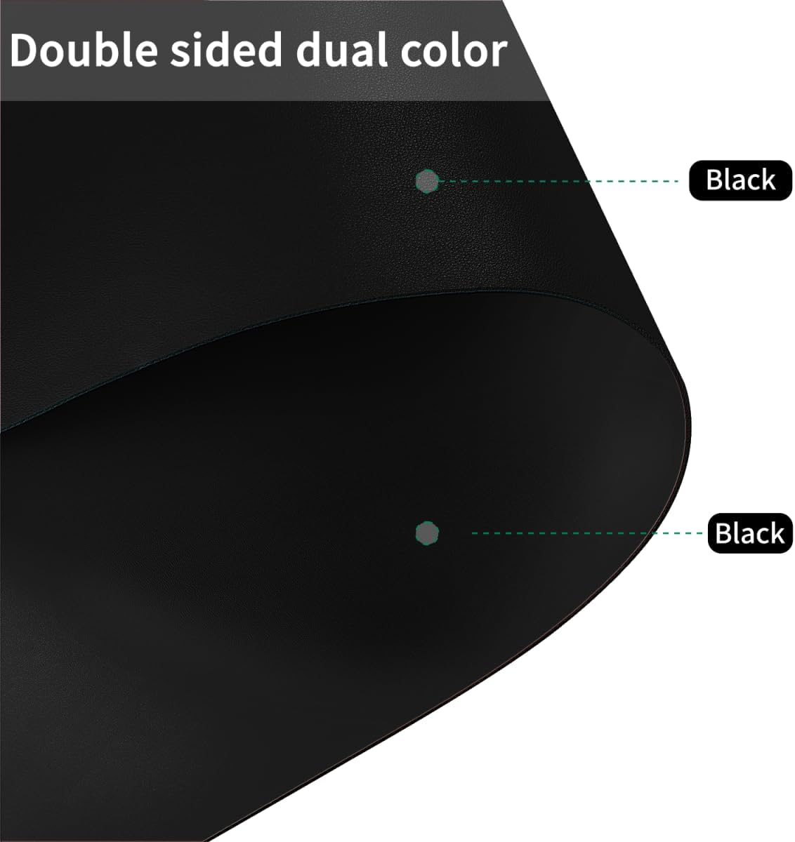 Leather Desk Pad Protector - 48x90 Inch Waterproof Easy to Clean Can Conceal Flaws Protector The Table Top from Scratches Used for Dining (Black+Black 48x90)