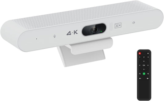 TOALLIN 4K Webcam with Microphone and Speaker, All-in-One Video Conferencing Camera, USB Video Bar, AI Auto-Framing & Speaker-Tracking, Conference Room Web Camera for Laptop, Meetings, Video Calls