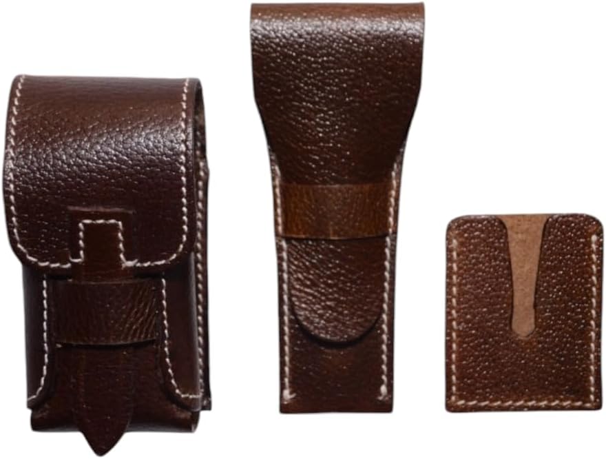 Premium Buffalo Leather Unisex Toiletry Bag Travel Kit (King Size) Shaving kit Accessories :Shaving Brush Case, Razor Protective Travel Case (Combo of 4 Items) (Crocodile Print)