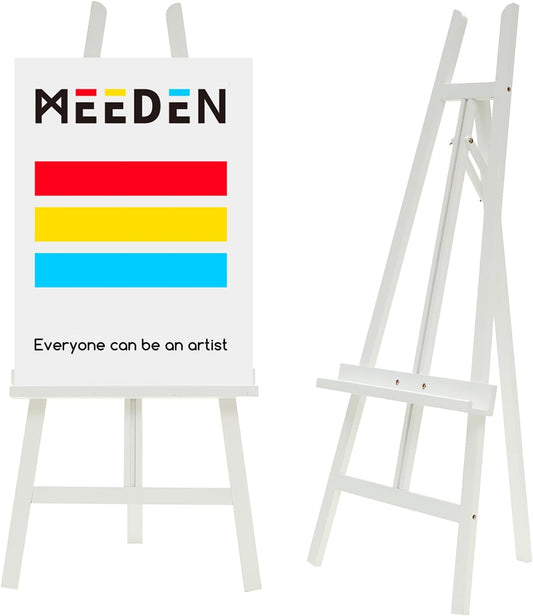 MEEDEN Art Easel Stand for Display: Adjustable Wooden Stands for Sign - A Frame Painting Easel for Canvas up to 60" for Artist Adults Drawing Picture Poster - White