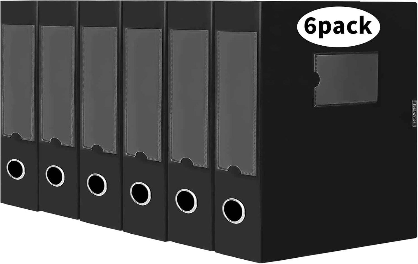 Plastic File Box Archive Storage Case with Lid, 12.2" × 9.4" × 2.2", Letter & A4 Paper, Office Document Organizer Case (Black, 6)