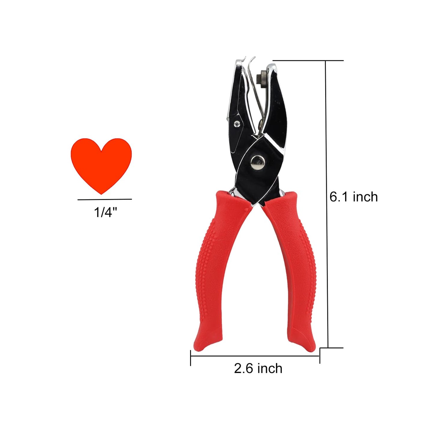 Hole Puncher,1/4 Inch Diameter of Heart Shape Hole,Handheld Single Paper Hole Punch with Red Soft Grip Handle for Binder, Scrapbooking, Cards, Paper Crafts (Heart Hole)