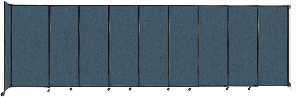 Wall-Mounted Sliding StraightWall Room Divider | Adjustable Widths | Locking Wheels | Room Separator | Up to 19'9" Wide x 6' Tall Caribbean Fabric Panels - Lumora Desk