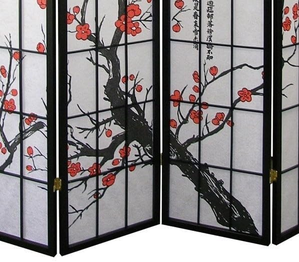 NicBex Room Divider 4 Panel Room Dividers with Oriental Style Partition Room Dividers and Folding Privacy Screens Wall Divider for Home, Office, Room Separation,71" W x 2" D x 71" H, Black - Lumora Desk