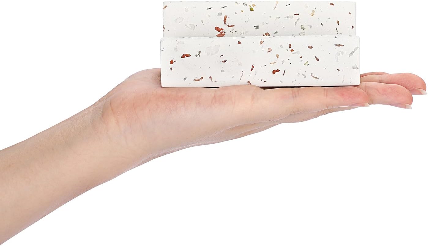Hipiwe Business Card Holder for Desk Terrazzo Business Card Display Stand Desktop Cards Display Stand for Women Men Concrete Business Card Stand Organizer for Office