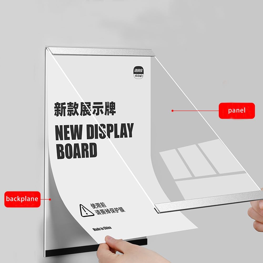 Wall Mount Acrylic Sign Holder Self Adhesive Magnetic Display Frame Clear Document Frame for Office, Store, School, Home, Wall Picture Frame (Horizontal A5 148×210mm/5.83×8.27inches)