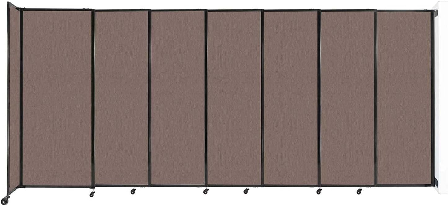 Wall-Mounted Sliding StraightWall Room Divider | Adjustable Widths | Locking Wheels | Room Separator | Up to 15'6" Wide x 6'10" Tall Latte Fabric Panels - Lumora Desk