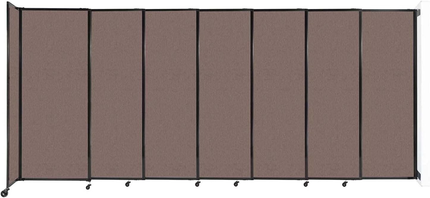 Wall-Mounted Sliding StraightWall Room Divider | Adjustable Widths | Locking Wheels | Room Separator | Up to 15'6" Wide x 6'10" Tall Latte Fabric Panels - Lumora Desk