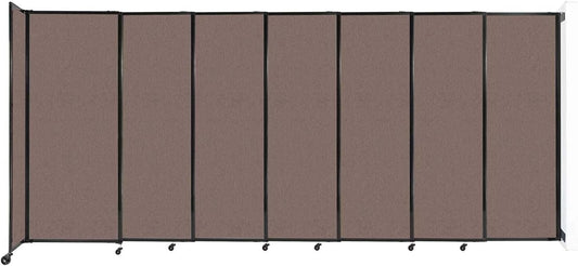 Wall-Mounted Sliding StraightWall Room Divider | Adjustable Widths | Locking Wheels | Room Separator | Up to 15'6" Wide x 6'10" Tall Latte Fabric Panels - Lumora Desk