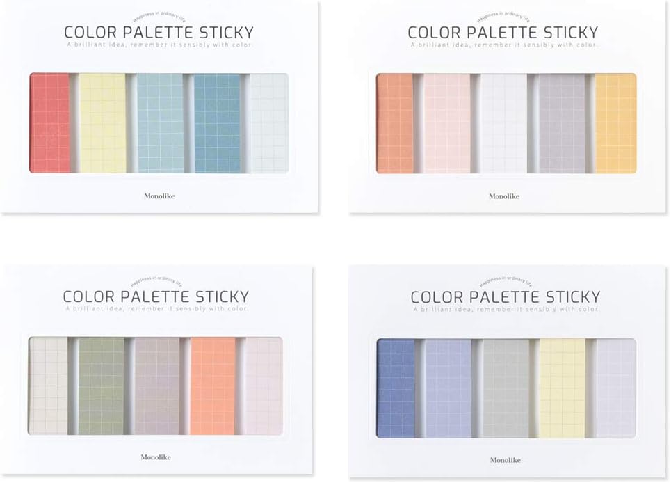 Monolike Color Palette Sticky Grid 500 A Set 4p - Self-Adhesive Memo Pad 30 Sheets