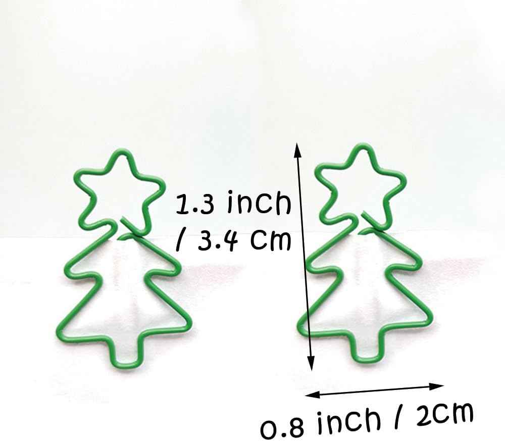 30 Pcs Christmas Tree Shaped Paper Clips Bookmark Metal Art Clips Office Supplies Set Binder Folders Metal File Holder for Notebooks Scrapbooks File Organizer