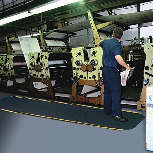 American Floor Mats Hog Heaven Premium 7/8" Black & Black Border 3' x 8' Nitrile Backed Anti-Fatigue Comfort Mat